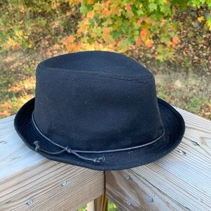 Western style black fedora with leather band